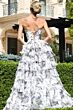 Jovani 47029 Ruffle Skirt Floral Print Strapless Dress