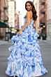 Jovani 47029 Ruffle Skirt Floral Print Strapless Dress
