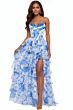 Jovani 47029 Ruffle Skirt Floral Print Strapless Dress