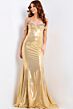 Jovani 47062 Peek-A-Boo Neckline Metallic Dress