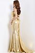 Jovani 47062 Peek-A-Boo Neckline Metallic Dress