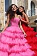 Jovani 47139 Pleated Corset Layered Skirt Dress