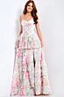 Jovani 47282 Basque Waist Layered Ruffle Skirt Floral Dress