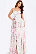 Jovani 47282 Basque Waist Layered Ruffle Skirt Floral Dress