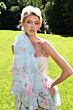 Jovani 47282 Basque Waist Layered Ruffle Skirt Floral Dress
