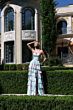 Jovani 47282 Basque Waist Layered Ruffle Skirt Floral Dress