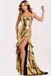 Jovani 47301 Tiered Ruffle Skirt Beaded Metallic Dress