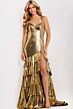 Jovani 47301 Tiered Ruffle Skirt Beaded Metallic Dress