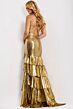 Jovani 47301 Tiered Ruffle Skirt Beaded Metallic Dress