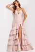 Jovani 47329 Tiered Ruffle Skirt Tie Back Dress