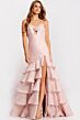 Jovani 47329 Tiered Ruffle Skirt Tie Back Dress