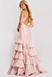 Jovani 47329 Tiered Ruffle Skirt Tie Back Dress