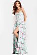 Jovani 47579 Ruffle Skirt Floral Print Strapless Dress