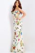 Jovani 47626 Cowl Neckline Strapless Floral Dress