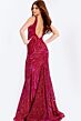 Jovani 47682 Open V-back Sequin Embroidery Dress