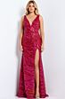 Jovani 47682 Open V-back Sequin Embroidery Dress