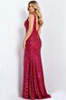 Jovani 47682 Open V-back Sequin Embroidery Dress