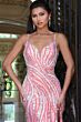 Jovani 47710 Plunging Neckline Fringe Sequin Dress