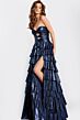 Jovani 47742 Layered Ruffle Skirt Beaded Metallic Dress