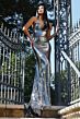 Jovani 47752 Knot Bust Lace-Up Metallic Dress