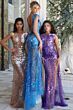 Jovani 48051 Cap Sleeve Floral Sequin Illusion Dress