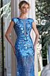 Jovani 48051 Cap Sleeve Floral Sequin Illusion Dress