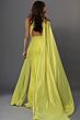 Jovani 48058 Cape Sleeve Yellow Chiffon Dress