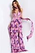Jovani 48234 Layered Skirt Floral Dress