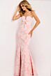 Jovani 48260 Notched Neckline Strapless Floral Jacquard Dress