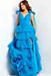Jovani 48288 Bow Strap Ruffle Layered Skirt Dress