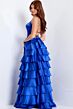 Jovani 48295 Double Spaghetti Strap Ruffle Tiered Skirt Satin Dress