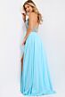 Jovani 48300 High Slit Plunging Halter Neck Dress
