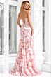 Jovani 48332 Ruffle Skirt Floral Print Trumpet Dress