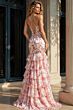 Jovani 48332 Ruffle Skirt Floral Print Trumpet Dress