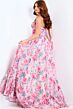 Jovani 48469 High Slit Plunging Halter Neckline Floral Dress