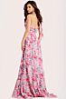 Jovani 48469 High Slit Plunging Halter Neckline Floral Dress