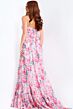 Jovani 48469 High Slit Plunging Halter Neckline Floral Dress