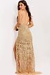 Jovani 48509 High Slit Plunging Neckline Embellished Dress