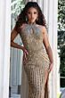 Jovani 48531 Halter Keyhole Neckline Embellished Dress