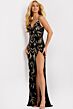Jovani 48610 High Slit Sequin Leaf Dress