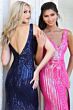 Jovani 48631 Open V-Back Sequin Mesh Navy Dress