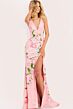 Jovani 48636 High Slit V-Neckline Floral Dress