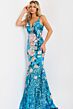 Jovani 48637 Plunging Neckline Floral Sequin Dress