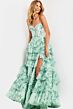 Jovani 48772 Tiered Ruffle Skirt Peek-A-Boo Neckline Dress