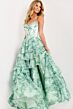 Jovani 48772 Tiered Ruffle Skirt Peek-A-Boo Neckline Dress