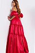 Jovani 49055 Puff Sleeve Off The Shoulder Peek-A-Boo Neckline Dress
