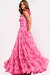 Jovani 49074 Layered Skirt One Shoulder Lace-Up Dress