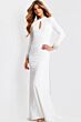 Jovani 49126 Keyhole High Neckline Long Sleeve Dress