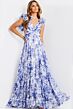 Jovani 49143 Ruffle Sleeve Crisscross Sweetheart Neckline Dress