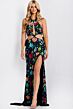 Jovani 49251 Halter Keyhole Neck Floral Sequin Dress